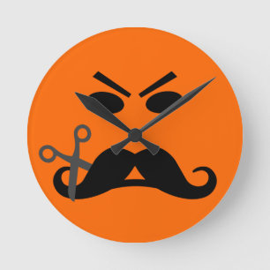 Angry Mustache wall clock Runde Wanduhr