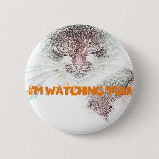 Angry Niedlich Cate Face Sketch Button (Vorderseite)