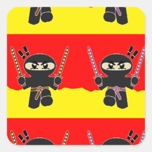 Angry Ninjas Quadratischer Aufkleber