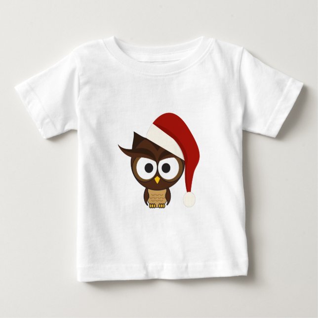 Angry Owl mit Weihnachtsmannmütze Baby T-shirt (Vorderseite)