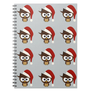 Angry Owl mit Weihnachtsmannmütze Notizblock