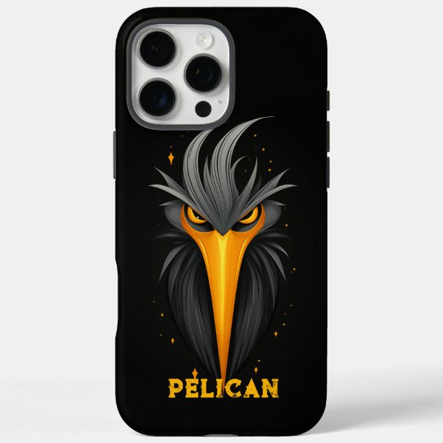 Angry Pelican Black iPhone 16 Pro Max Hülle (Rückseite)