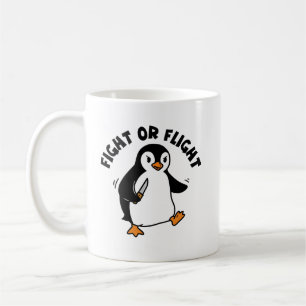 Angry Penguin Knife Minimalistisch Schwarz-Weiß Kaffeetasse