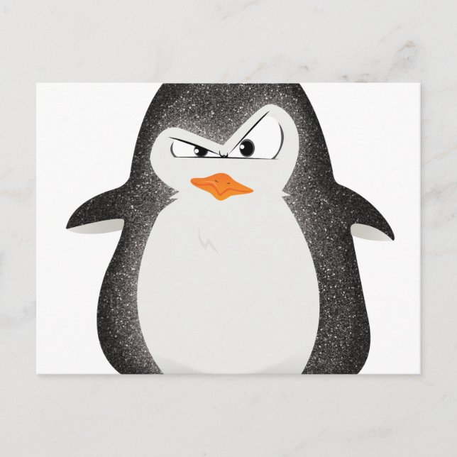 Angry Pinguin Glitzer Foto Print Postkarte (Vorderseite)