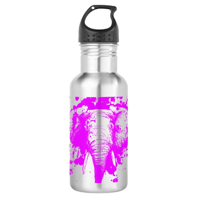 Angry Pink Elephant Edelstahlflasche (Vorderseite)