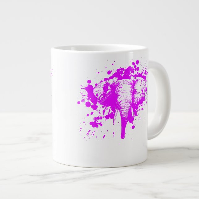 Angry Pink Elephant Jumbo-Tasse (Vorderseite Rechts)