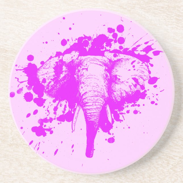 Angry Pink Elephant Sandstein Untersetzer (Vorne)