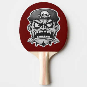 Angry Pirate Cartoon Face Competitive Red Tischtennis Schläger