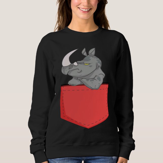 Angry Pocket Rhino   Rhino In Pocket For Kids Sweatshirt (Vorderseite)