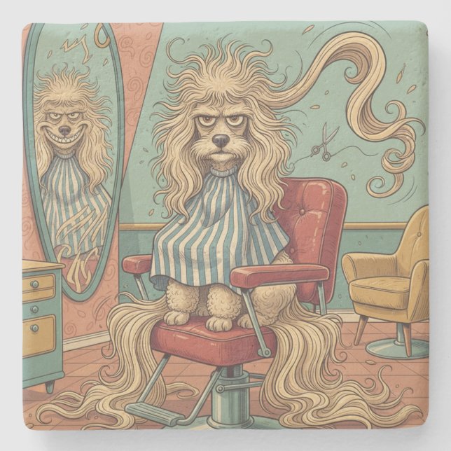 Angry Poodle Steinuntersetzer (Vorderseite)