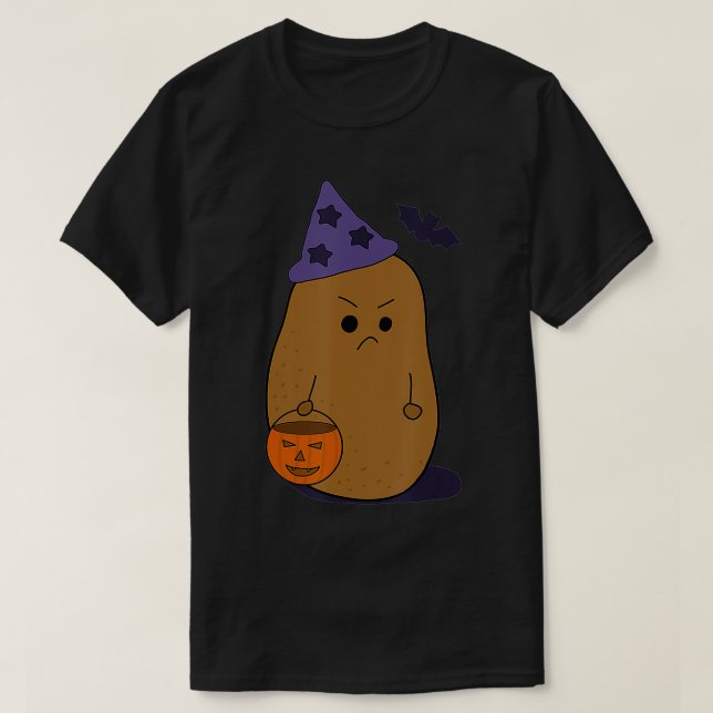 Angry Potato  Funny Halloween Grumpy Potato Wizard T-Shirt (Design vorne)
