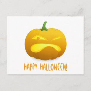Angry Pumpkin White Background Postcard Postkarte