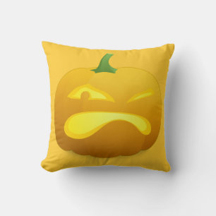 Angry Pumpkin Yellow Throw Kissen