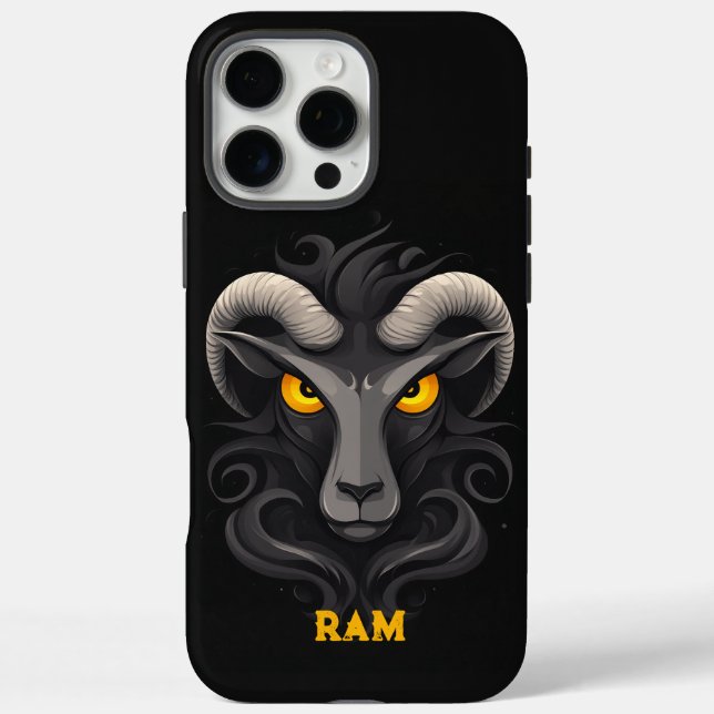 Angry Ram Black iPhone 16 Pro Max Hülle (Rückseite)