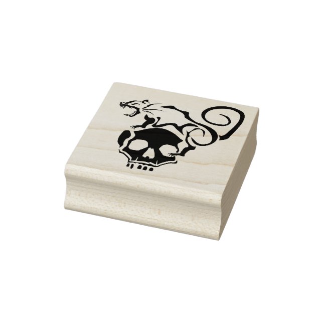 Angry Rat auf einem bösen Schädel Gummistempel (Stempel)