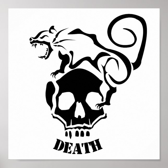 Angry Rat auf einem bösen Schädel Poster (Vorne)