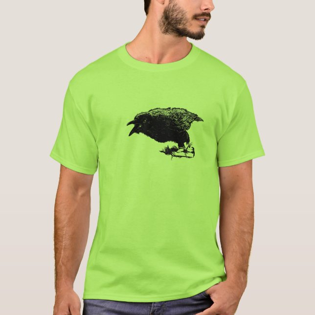 Angry Raven in Black Pick Your Background T-Shirt (Vorderseite)