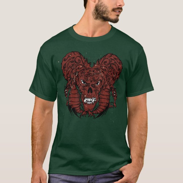 Angry Red Monster Skull T-Shirt (Vorderseite)
