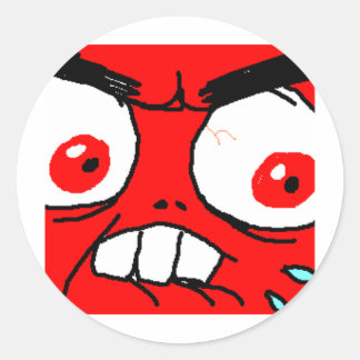 Angry Red Rage Face Runder Aufkleber