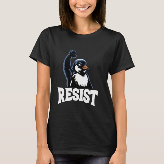 Angry Resist Penguin Protest T-Shirt (Vorderseite)