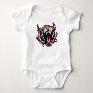 Angry Roaring Tiger Face Baby Strampler