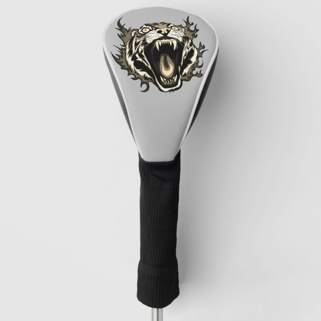 Angry Roaring Tiger Face Golf Headcover (Vorderseite)