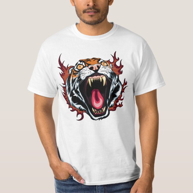 Angry Roaring Tiger Face T - Shirt (Vorderseite)