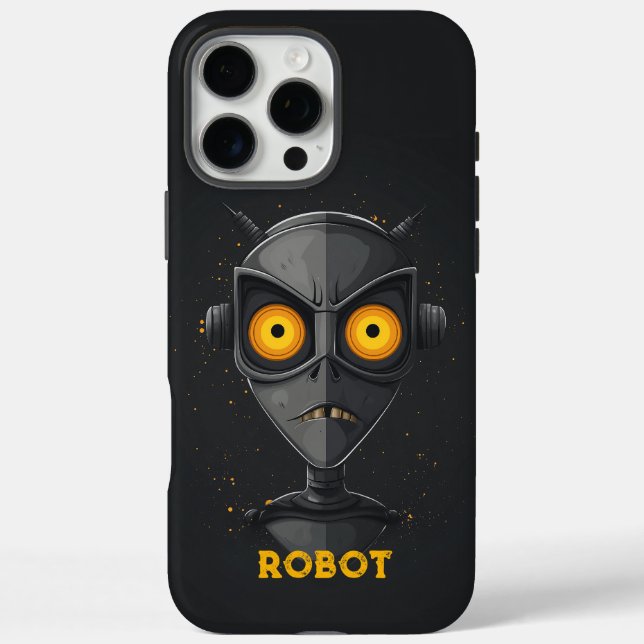 Angry Robot Black iPhone 16 Pro Max Hülle (Rückseite)