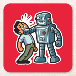 Angry Robot Rechteckiger Pappuntersetzer