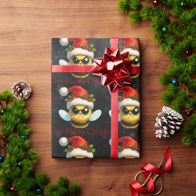 Angry Santa Bee hat ein unheimlich frohes Weihnach Geschenkpapier (Feiertagsgeschenk)