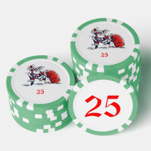 Angry Santa Green 25 gestreifter Poker-Chip Pokerchips