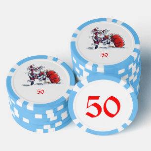 Angry Santa Light Blue 50 gestreifter Poker Chip