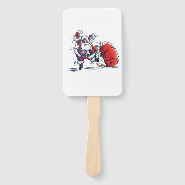 Angry Santa rectangle hand fans Fächer (Vorderseite)