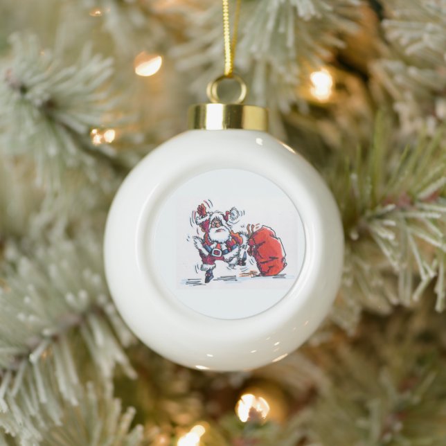 Angry Santa Weihnachtsball Keramik Kugel-Ornament (Baum)