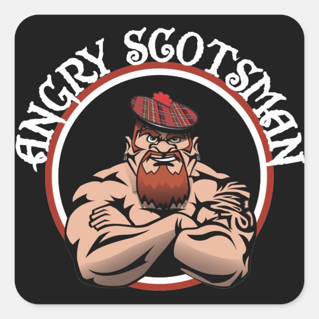 Angry Scotsman 2015 Quadratischer Aufkleber (Vorderseite)