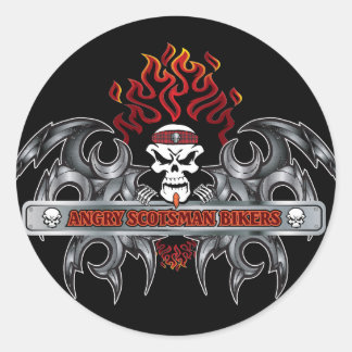 Angry-Scotsman-Bikers Runder Aufkleber