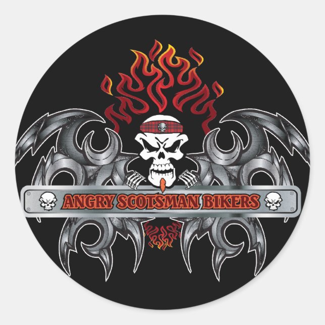 Angry-Scotsman-Bikers Runder Aufkleber (Vorderseite)