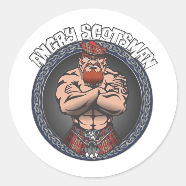 Angry Scotsman Runder Aufkleber (Vorderseite)