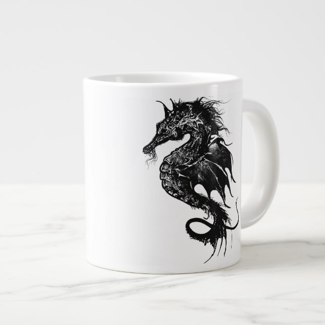 Angry Sea Horse im Schwarzen Meer Jumbo-Tasse (Vorderseite Rechts)