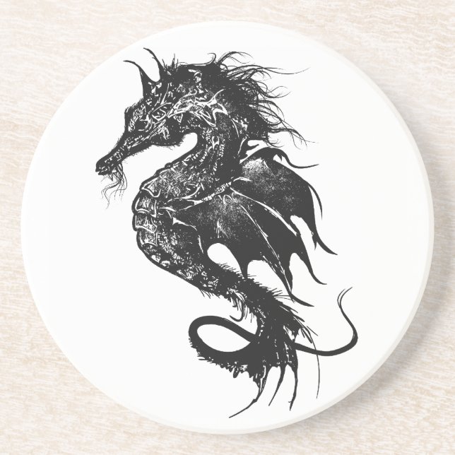 Angry Sea Horse im Schwarzen Meer Untersetzer (Vorne)