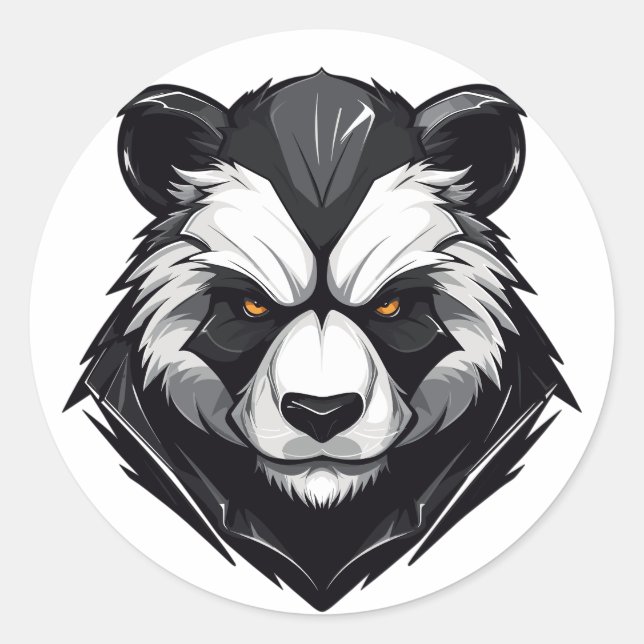 Angry Serious Panda Striking Runder Aufkleber (Vorderseite)