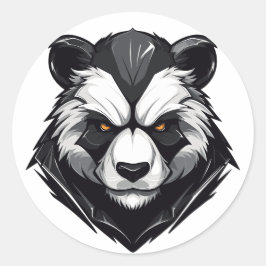 Angry Serious Panda Striking Runder Aufkleber