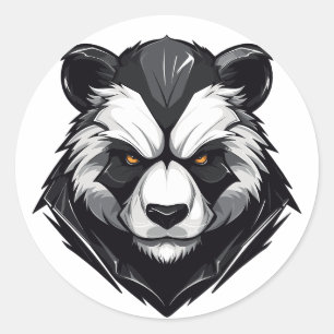 Angry Serious Panda Striking Runder Aufkleber