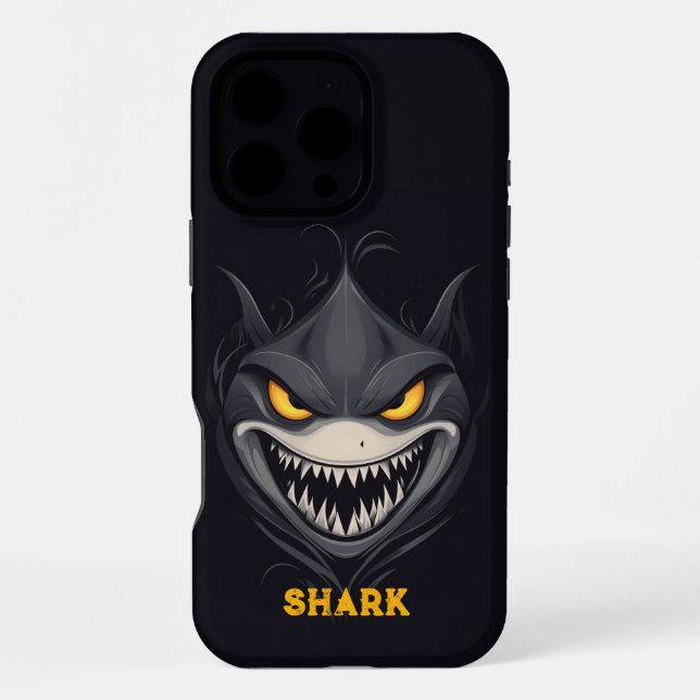 Angry Shark Black iPhone 16 Pro Max Hülle (Rückseite)