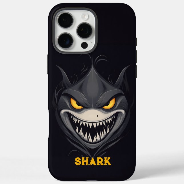 Angry Shark Black iPhone 16 Pro Max Hülle (Rückseite)