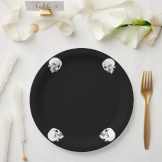 Angry Skeleton Halloween-Party Paper Plate Pappteller