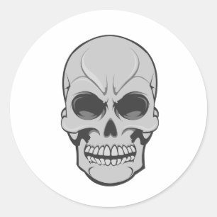 Angry Skull: Vektor-Illustration: Runder Aufkleber
