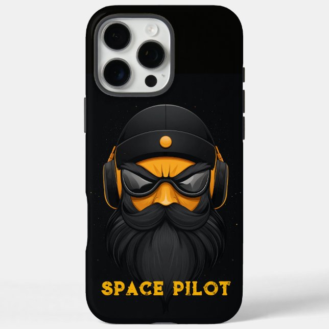 Angry Space Pilot Black iPhone 16 Pro Max Hülle (Rückseite)