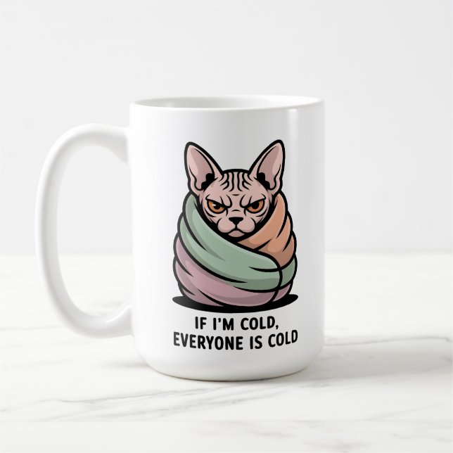 Angry Sphynx Cat Cold Humor Cartoon Art Kaffeetasse (Links)