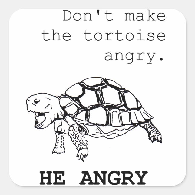 Angry Tortoise Quadratischer Aufkleber (Vorderseite)